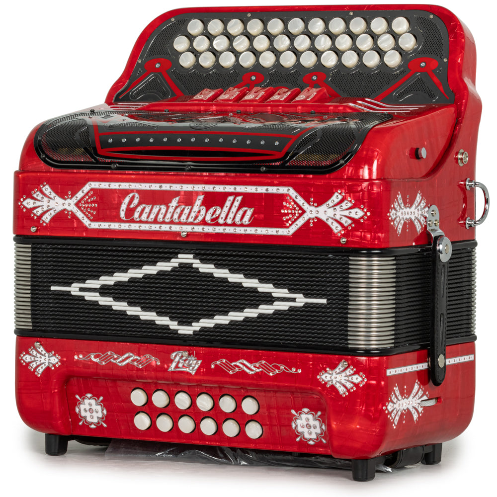 Cantabella Rey II Acordeón 5 Registros Mi Rojo con Accesorios Blanco