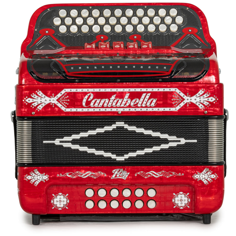 Cantabella Rey II Acordeón 5 Registros Mi Rojo con Accesorios Blanco