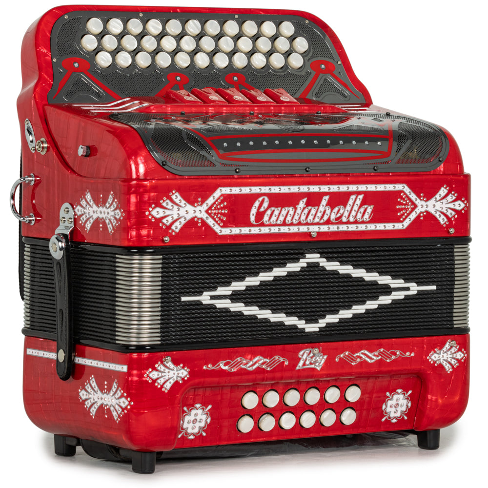 Cantabella Rey II Acordeón 5 Registros Mi Rojo con Accesorios Blanco