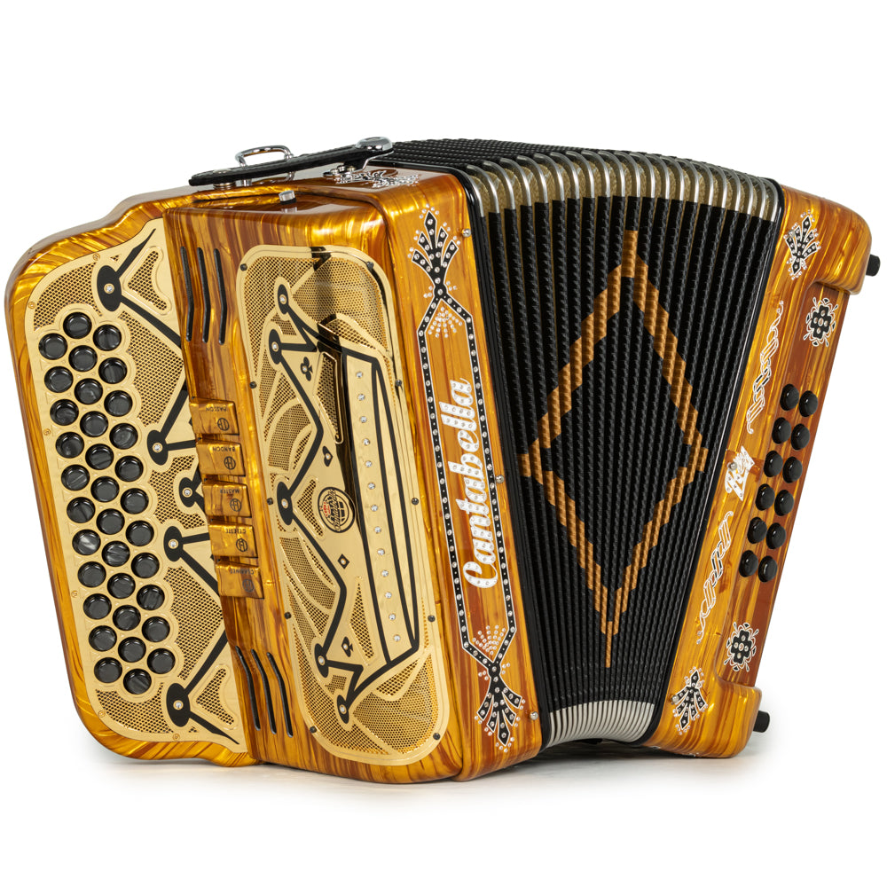 Cantabella Rey II Acordeón 5 Registros FA Madera Dorado con Accesorios Negro