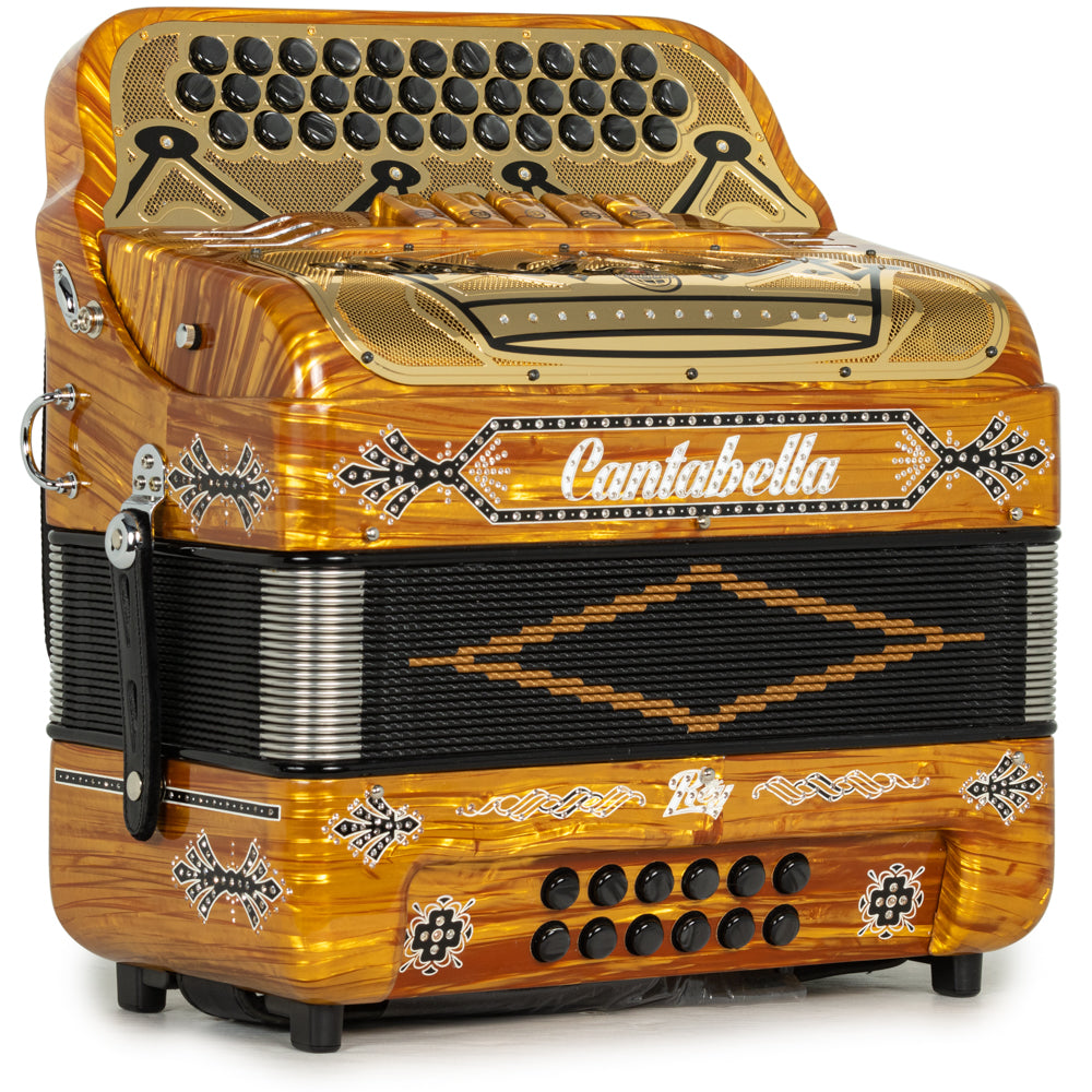 Cantabella Rey II Acordeón 5 Registros FA Madera Dorado con Accesorios Negro