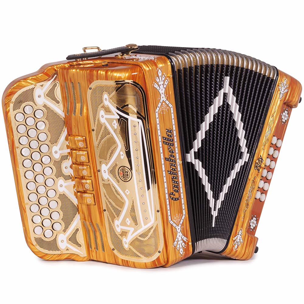 Cantabella Rey II 5 Registros FBE Celuloide Madera Dorada con Accesorios Blancos