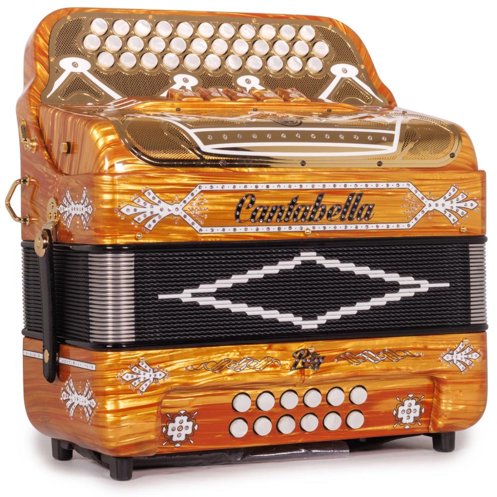 Cantabella Rey II 5 Registros FBE Celuloide Madera Dorada con Accesorios Blancos