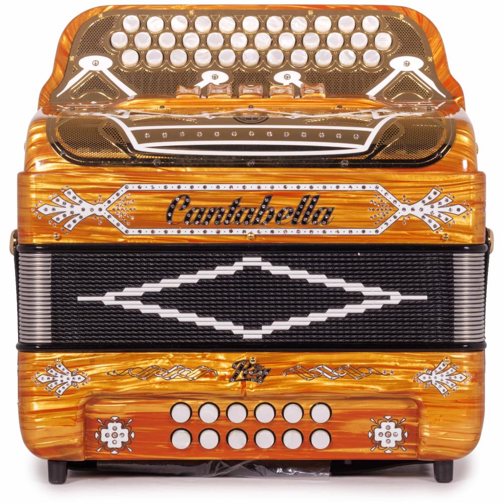 Cantabella Rey II 5 Registros FBE Celuloide Madera Dorada con Accesorios Blancos