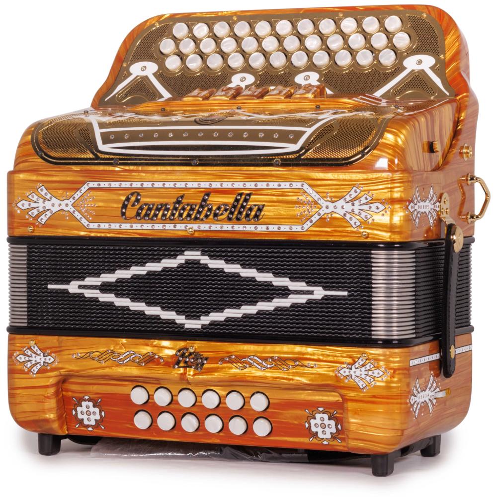 Cantabella Rey II 5 Registros FBE Celuloide Madera Dorada con Accesorios Blancos