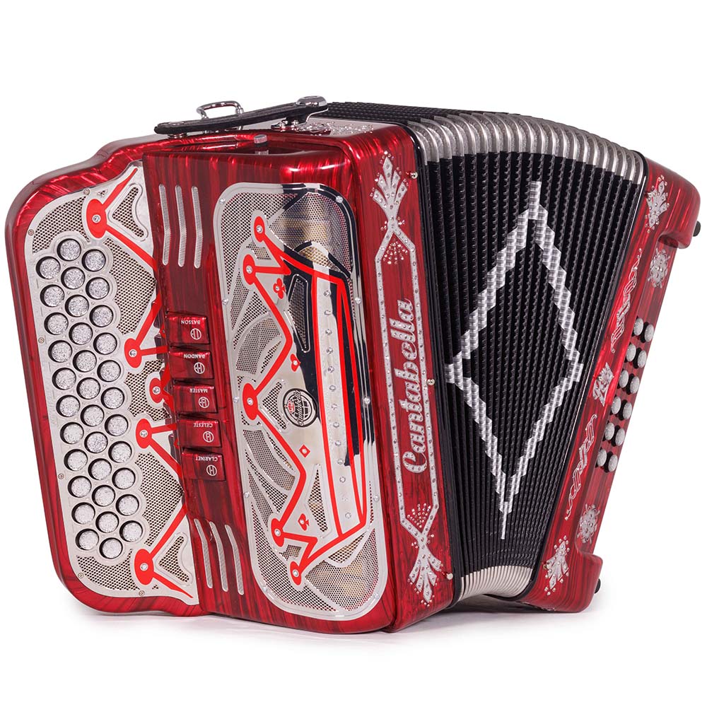 Cantabella Rey II 5 Registros FBE Celuloide Madera Roja con Accesorios Blancos