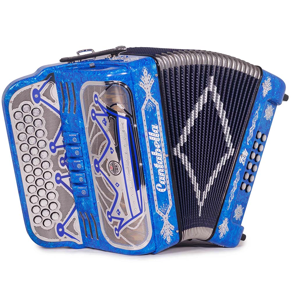 Cantabella Rey II 5 Registros EAD Celuloide con Ondas Azules y Accesorios Plateados