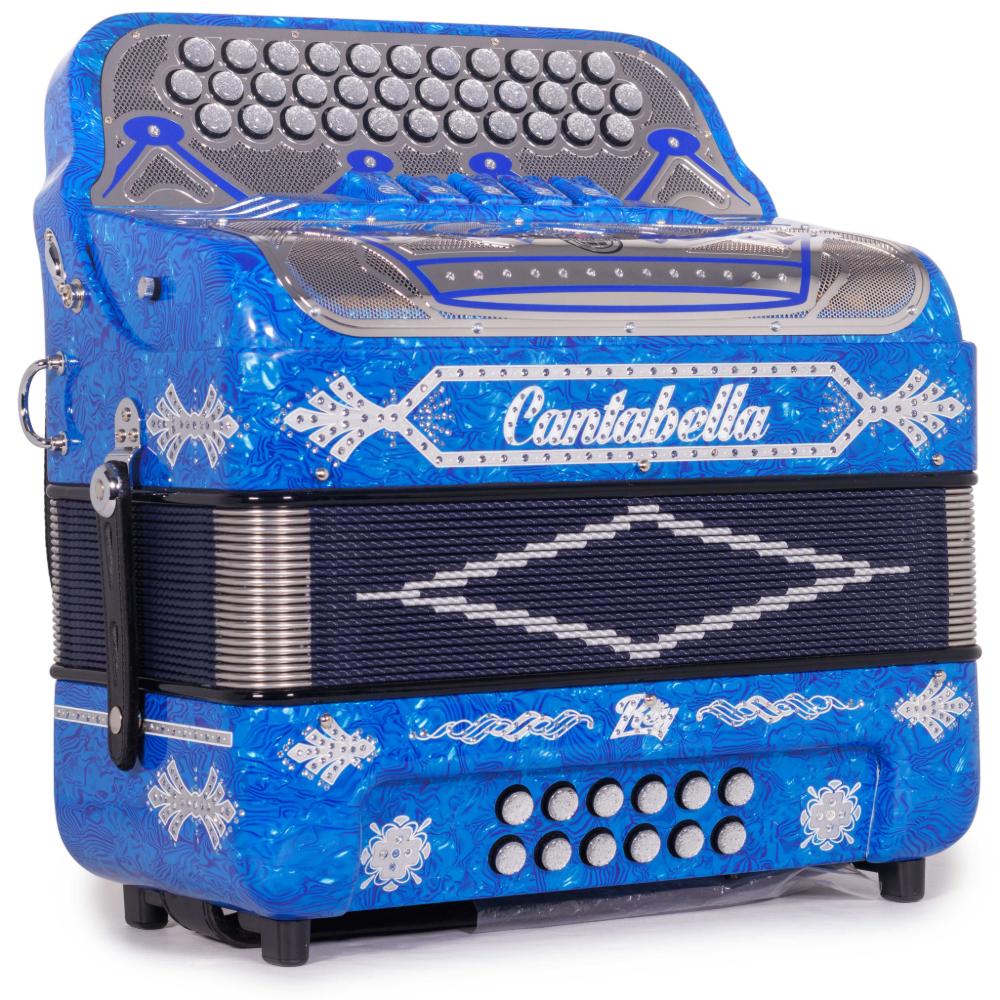 Cantabella Rey II 5 Registros EAD Celuloide con Ondas Azules y Accesorios Plateados