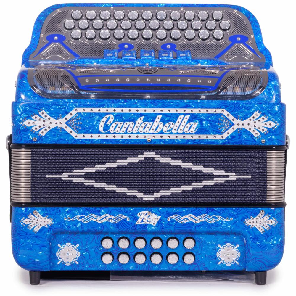 Cantabella Rey II 5 Registros EAD Celuloide con Ondas Azules y Accesorios Plateados