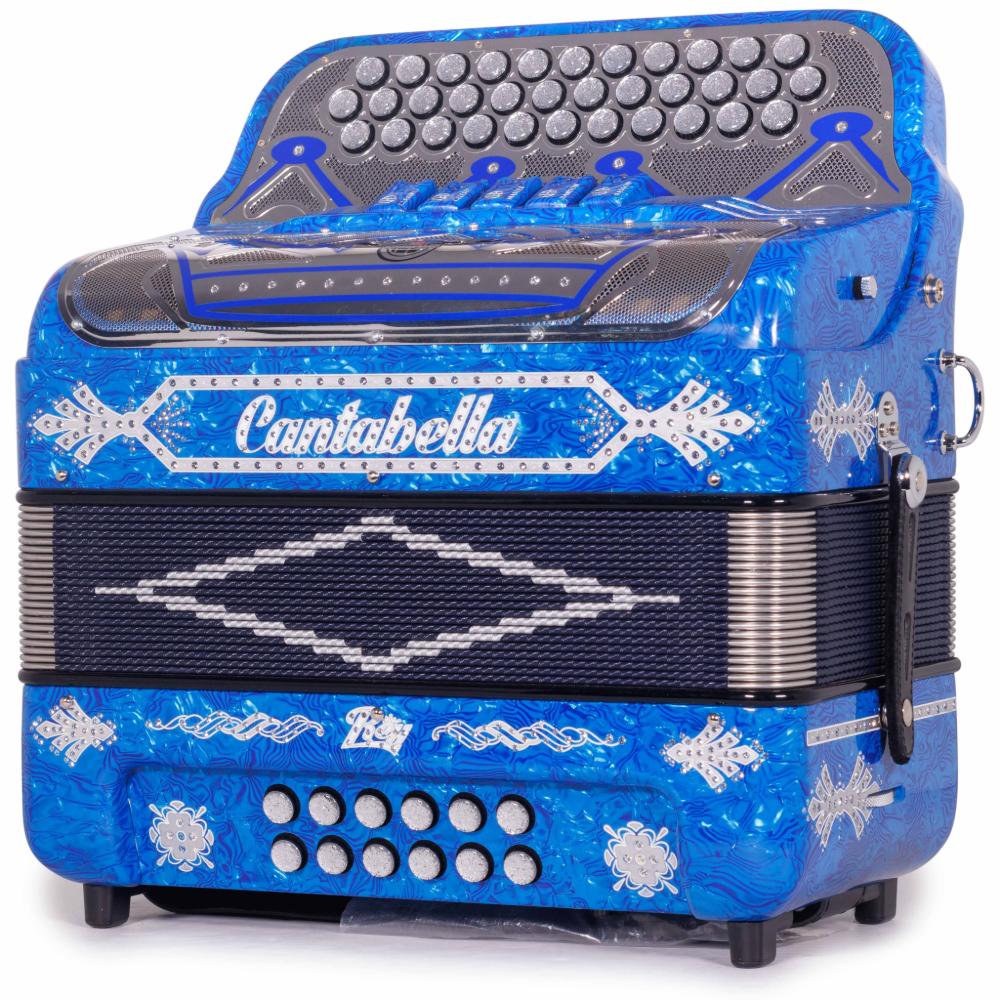 Cantabella Rey II 5 Registros EAD Celuloide con Ondas Azules y Accesorios Plateados