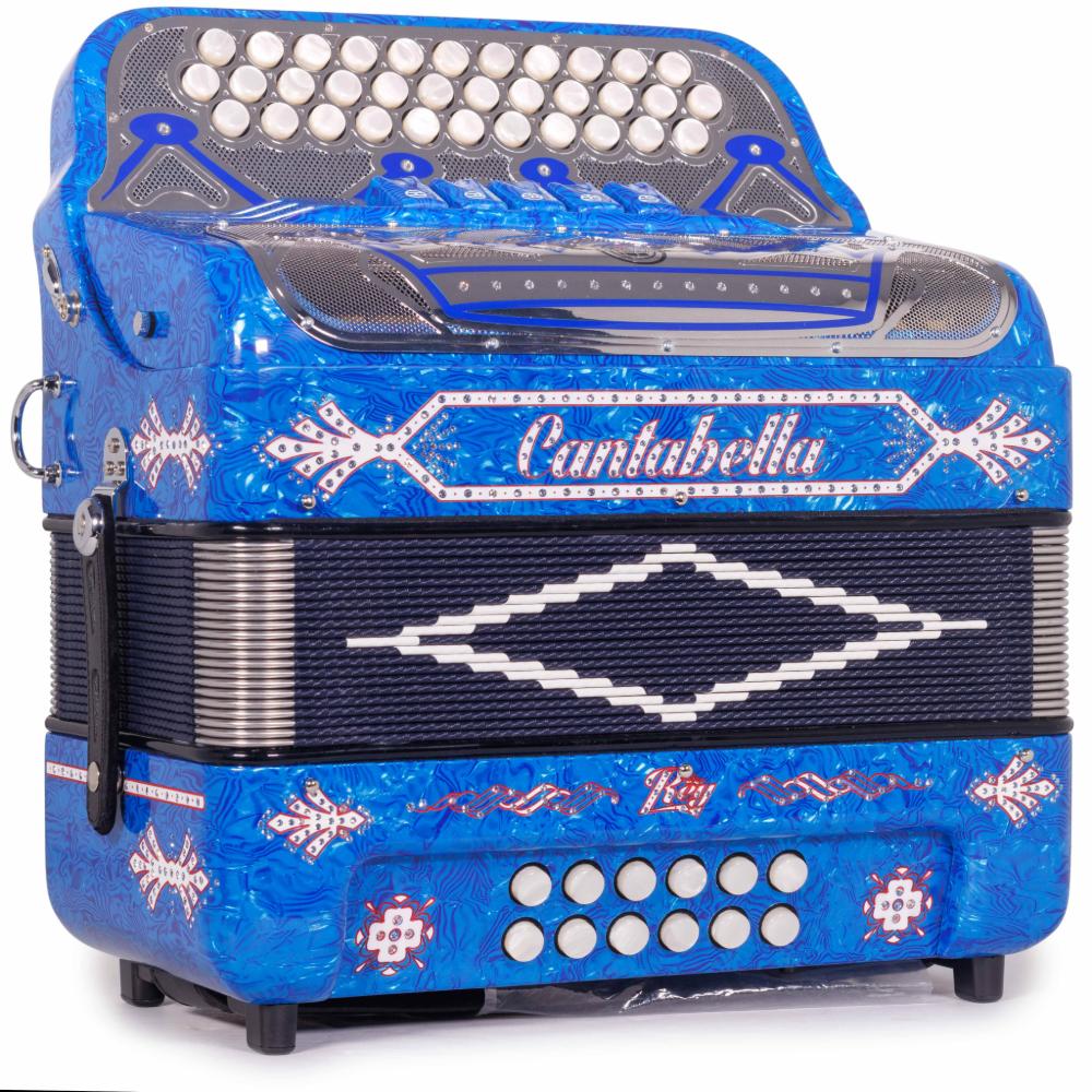 Cantabella Rey II 5 Registros FBE Celuloide con Ondas Azules y Accesorios Rojos