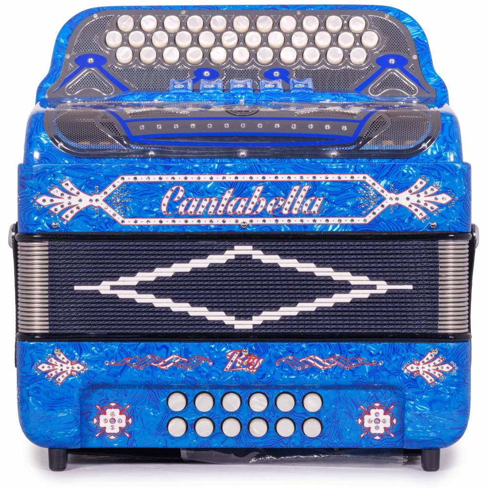 Cantabella Rey II 5 Registros FBE Celuloide con Ondas Azules y Accesorios Rojos