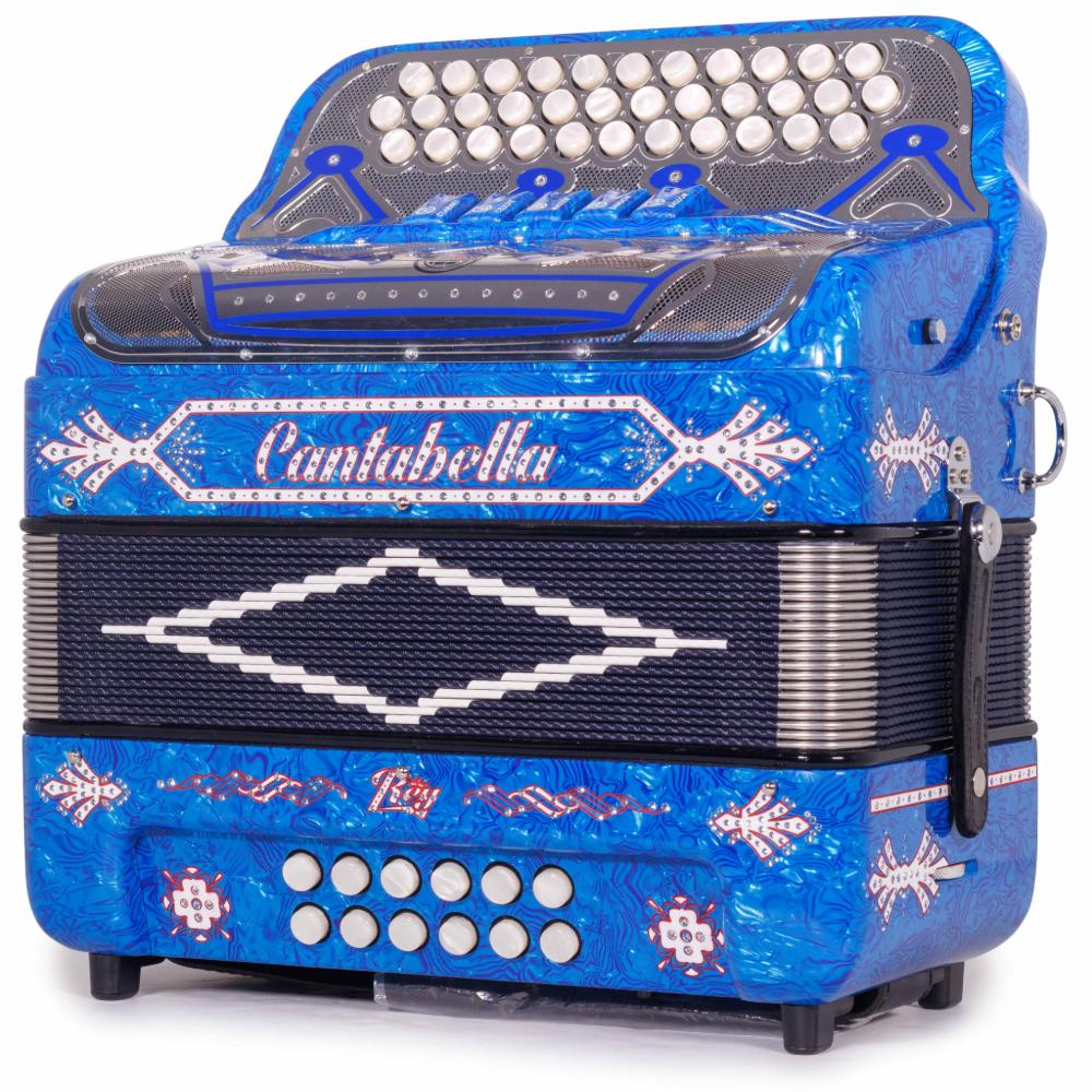 Cantabella Rey II 5 Registros FBE Celuloide con Ondas Azules y Accesorios Rojos