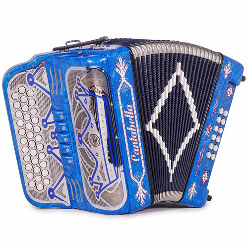 Cantabella Rey II 5 Registros FBE Celuloide con Ondas Azules y Accesorios Rojos