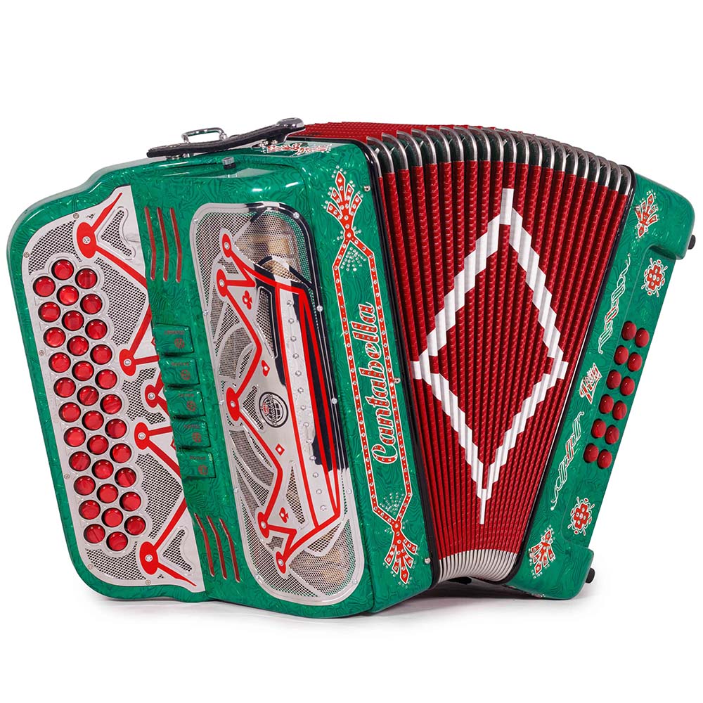 Cantabella Rey II 5 Registros EAD Celuloide con Ondas Verdes y Accesorios Rojos