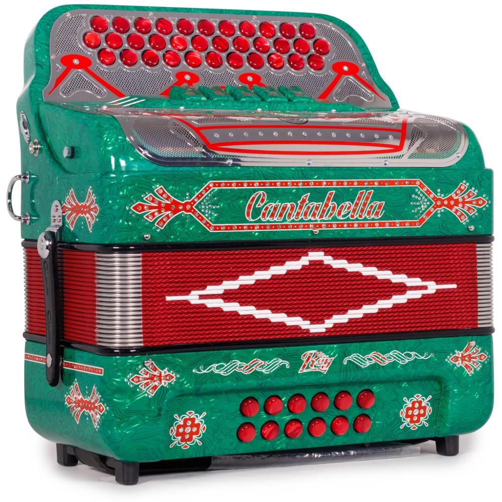 Cantabella Rey II 5 Registros EAD Celuloide con Ondas Verdes y Accesorios Rojos