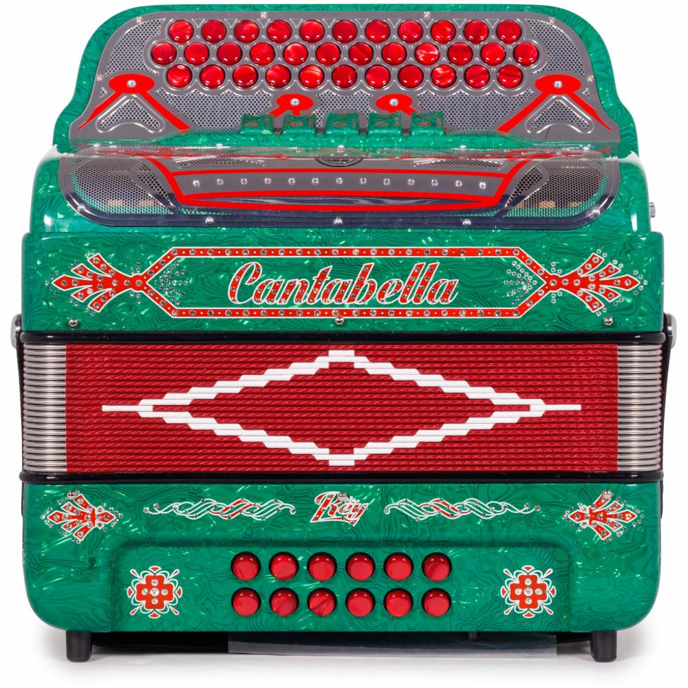 Cantabella Rey II 5 Registros EAD Celuloide con Ondas Verdes y Accesorios Rojos