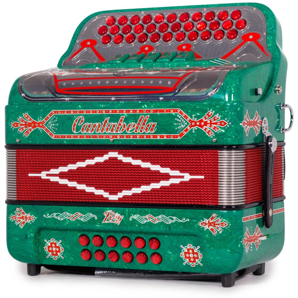 Cantabella Rey II 5 Registros EAD Celuloide con Ondas Verdes y Accesorios Rojos