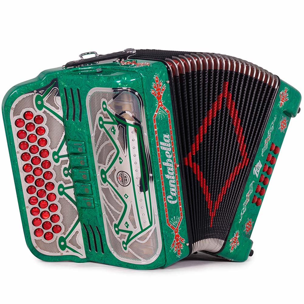 Cantabella Rey II 5 Registros FBE Celuloide con Ondas Verdes y Accesorios Rojos