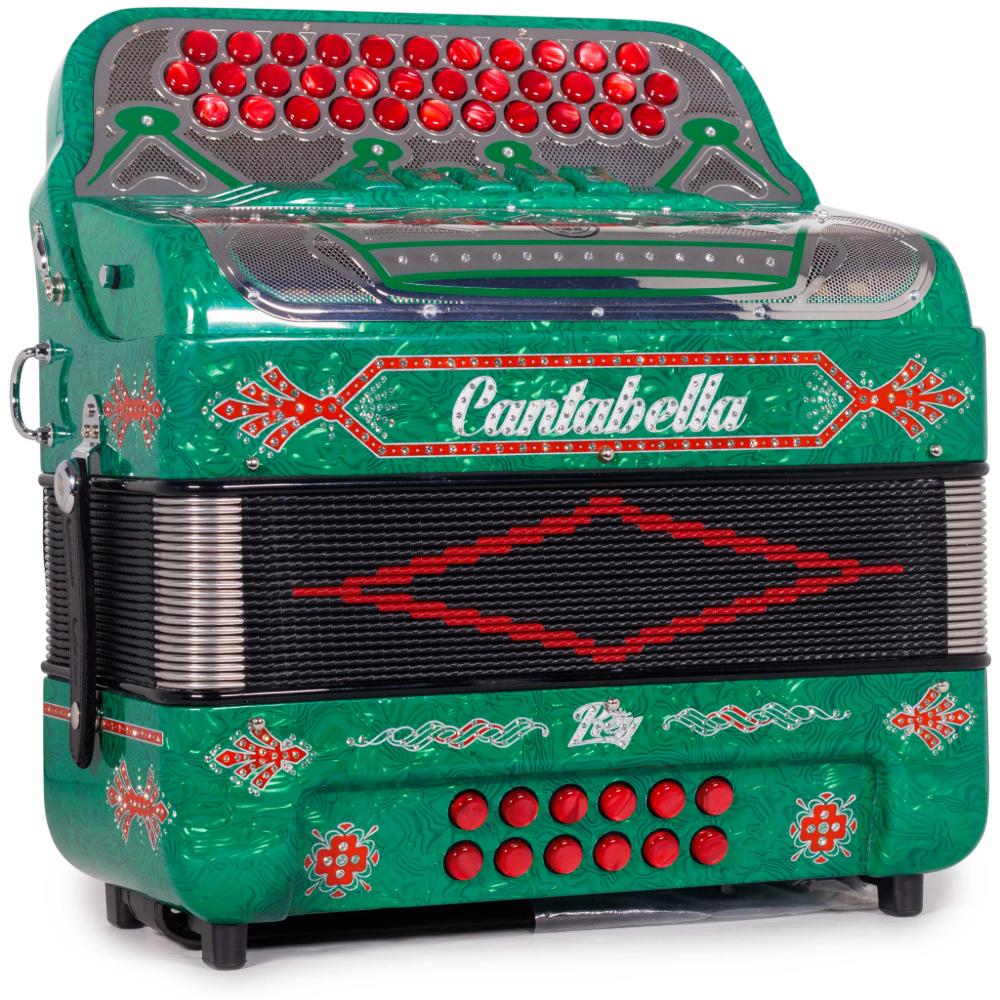 Cantabella Rey II 5 Registros FBE Celuloide con Ondas Verdes y Accesorios Rojos