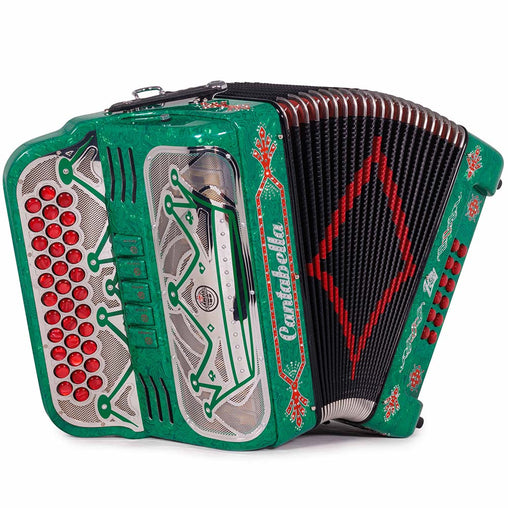 Cantabella Rey II 5 Registros FBE Celuloide con Ondas Verdes y Accesorios Rojos