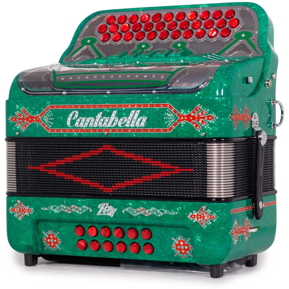 Cantabella Rey II 5 Registros FBE Celuloide con Ondas Verdes y Accesorios Rojos