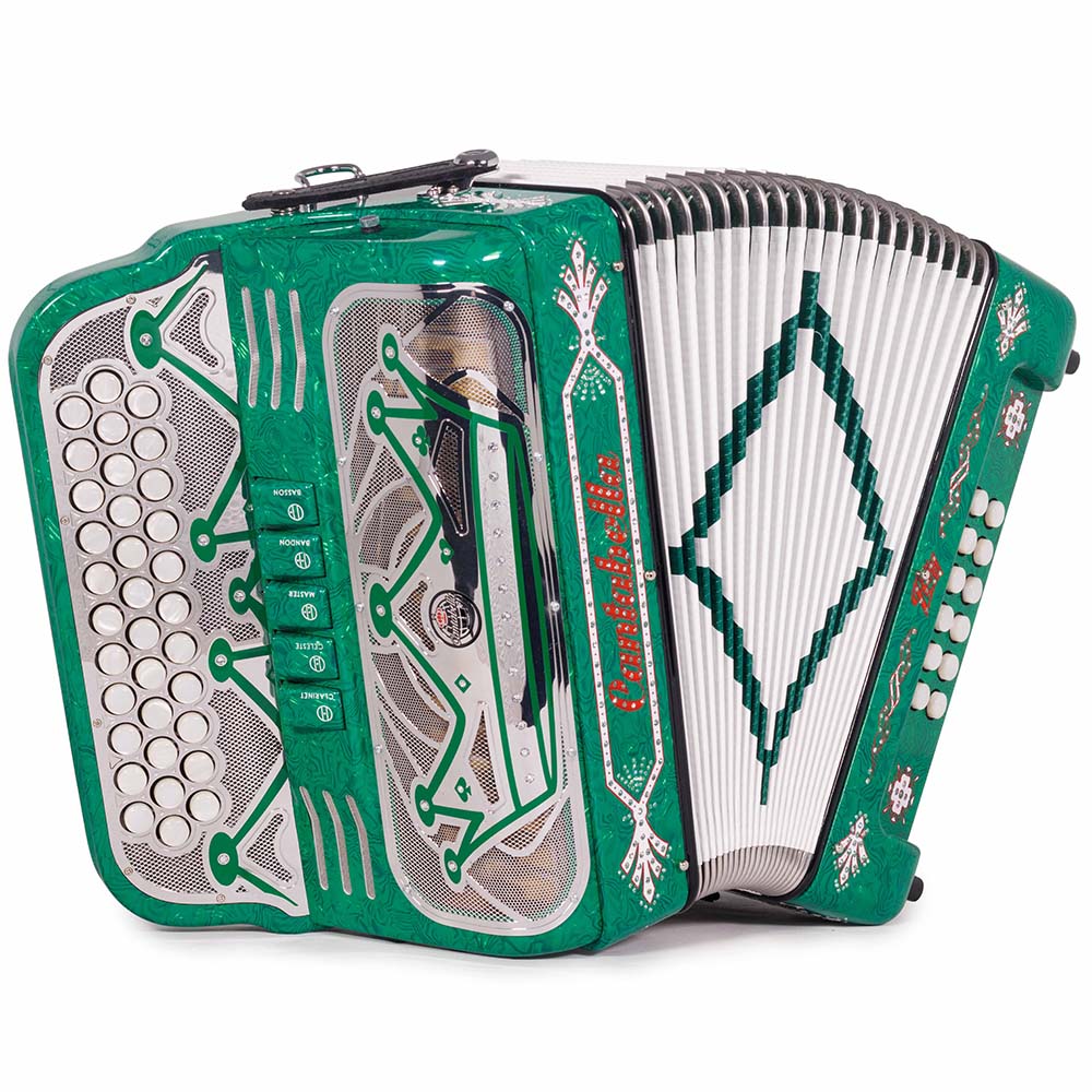 Cantabella Rey II 5 Registros EAD Celuloide con Ondas Verdes y Accesorios Plateados