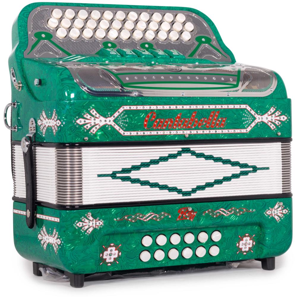 Cantabella Rey II 5 Registros EAD Celuloide con Ondas Verdes y Accesorios Plateados