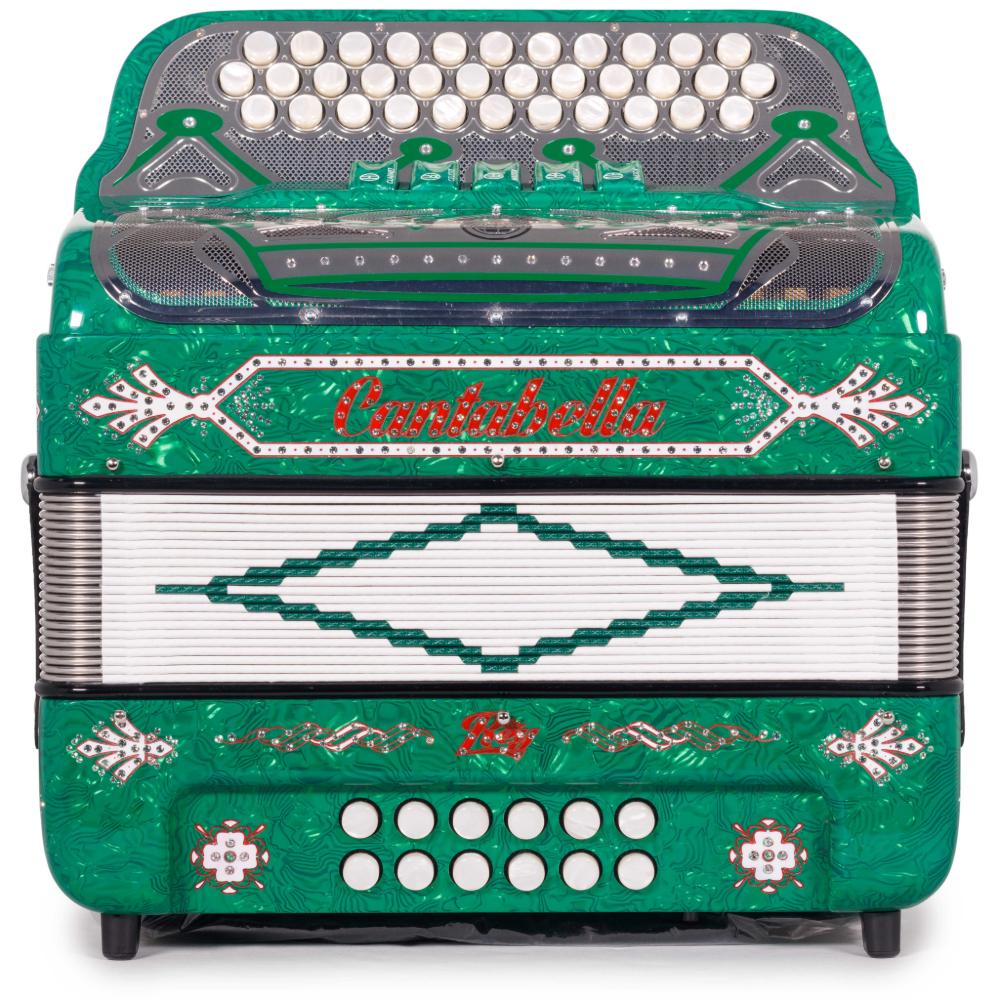 Cantabella Rey II 5 Registros EAD Celuloide con Ondas Verdes y Accesorios Plateados