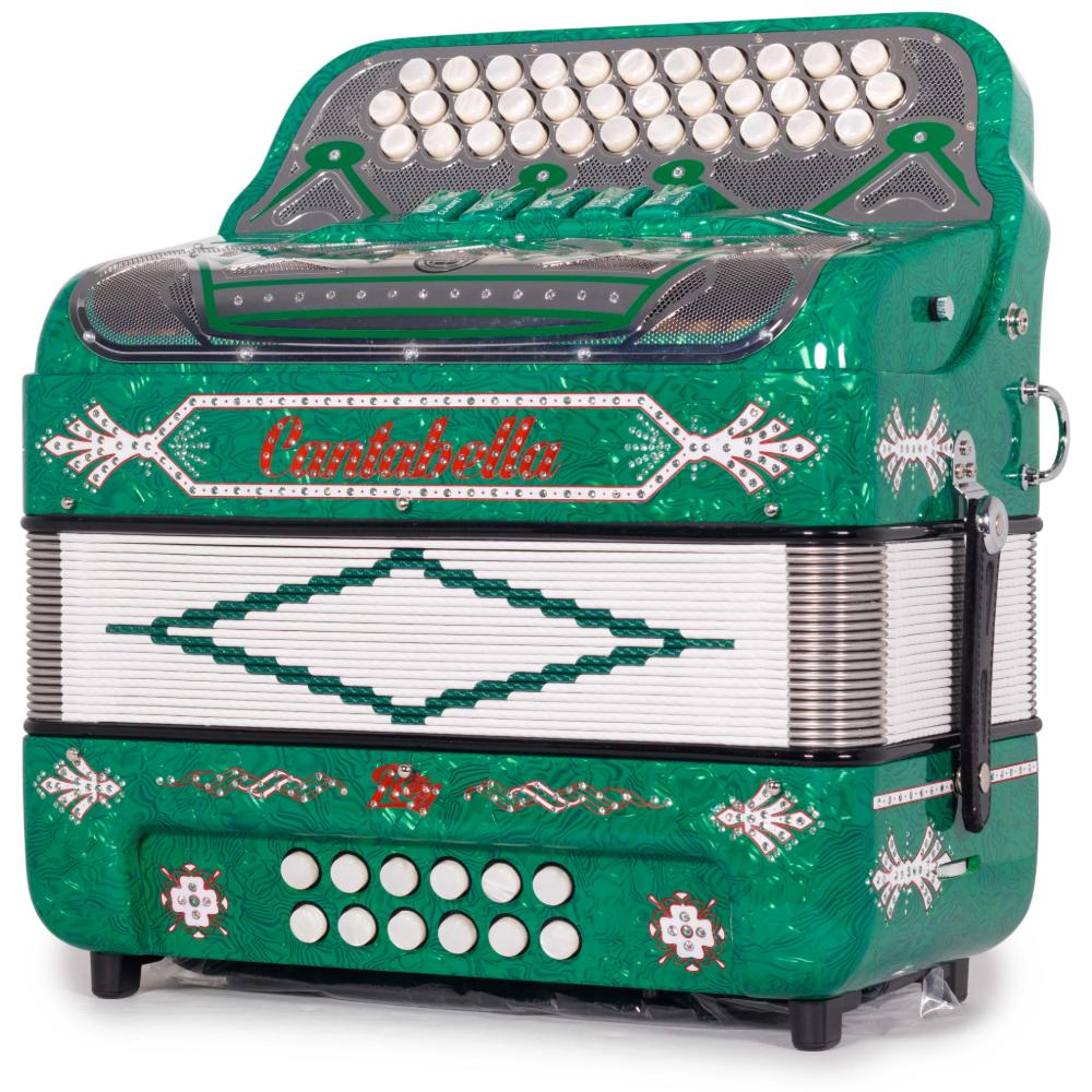 Cantabella Rey II 5 Registros EAD Celuloide con Ondas Verdes y Accesorios Plateados