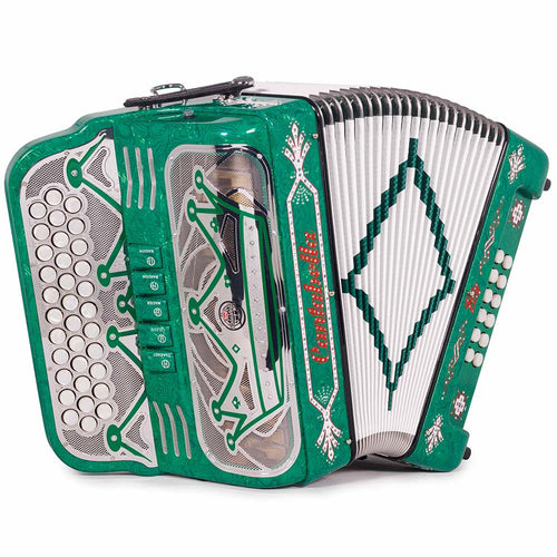 Cantabella Rey II 5 Registros EAD Celuloide con Ondas Verdes y Accesorios Plateados