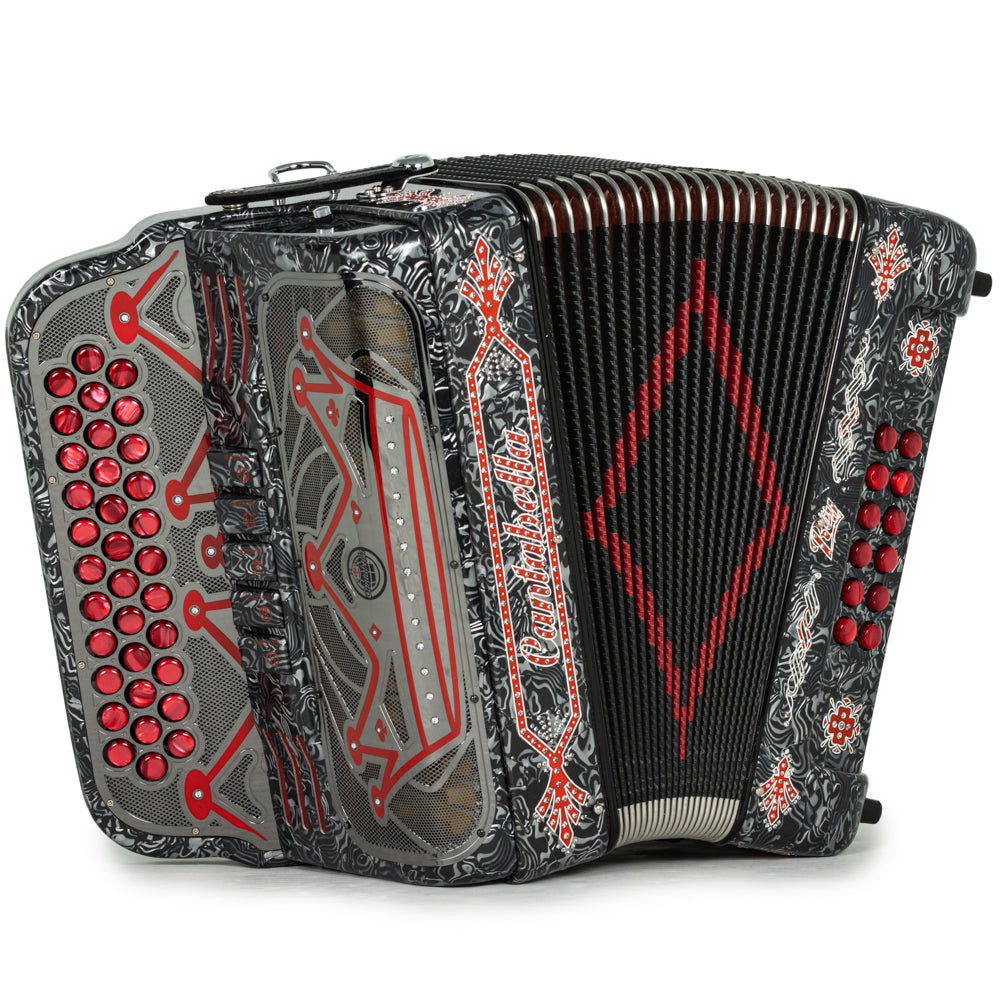 Cantabella Rey II Acordeón 5 Registros FA Gris con Accesorios Rojo