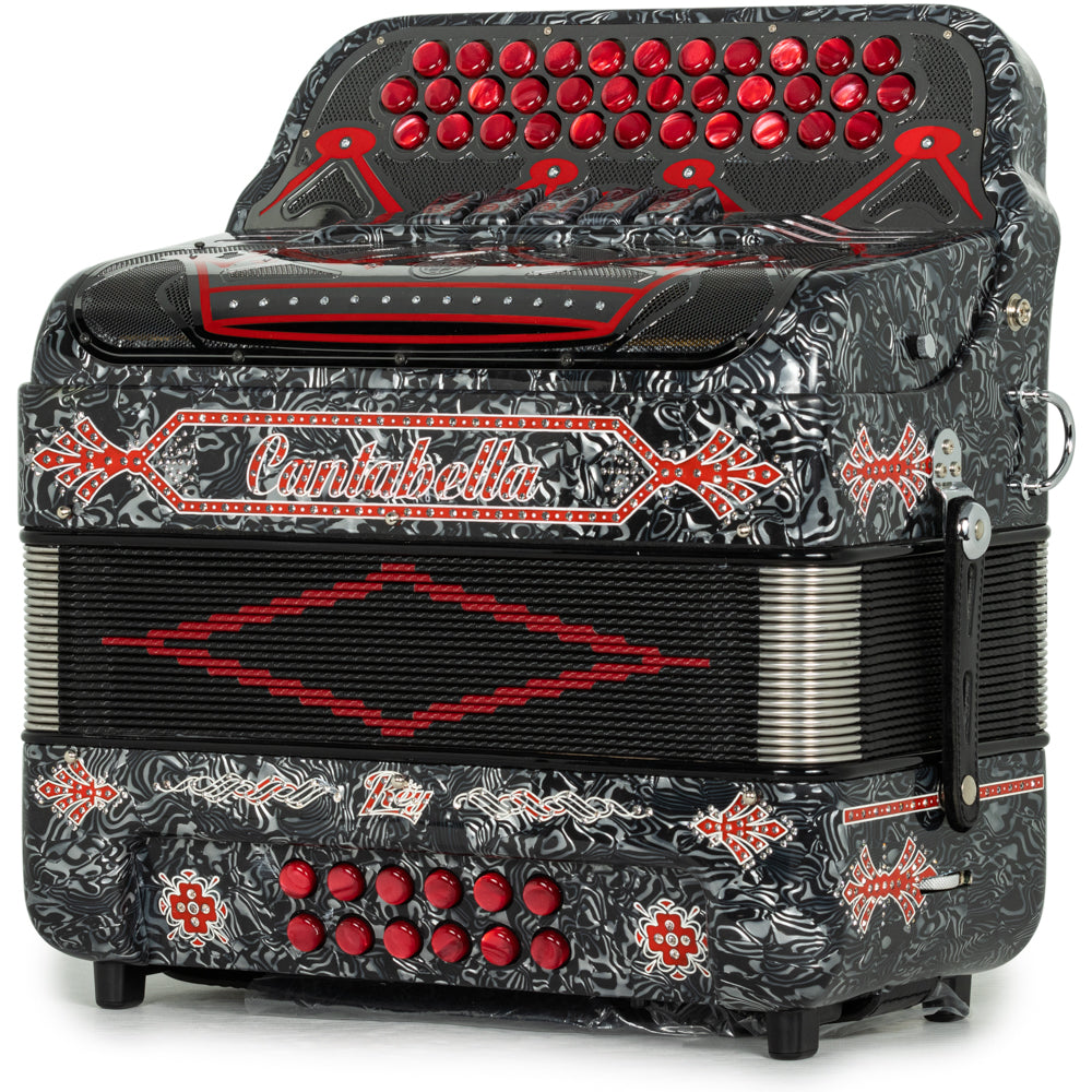 Cantabella Rey II Acordeón 5 Registros FA Gris con Accesorios Rojo