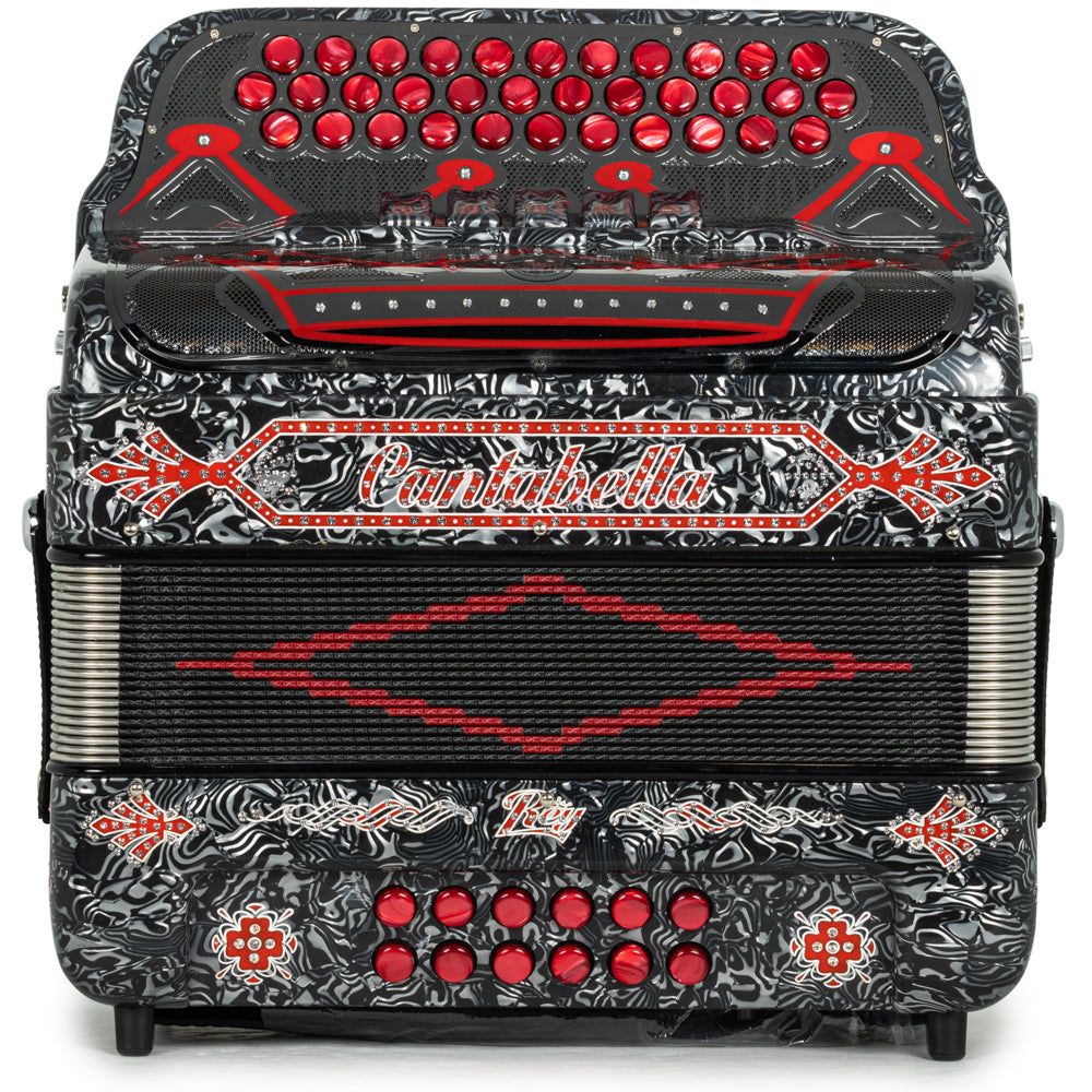 Cantabella Rey II Acordeón 5 Registros FA Gris con Accesorios Rojo