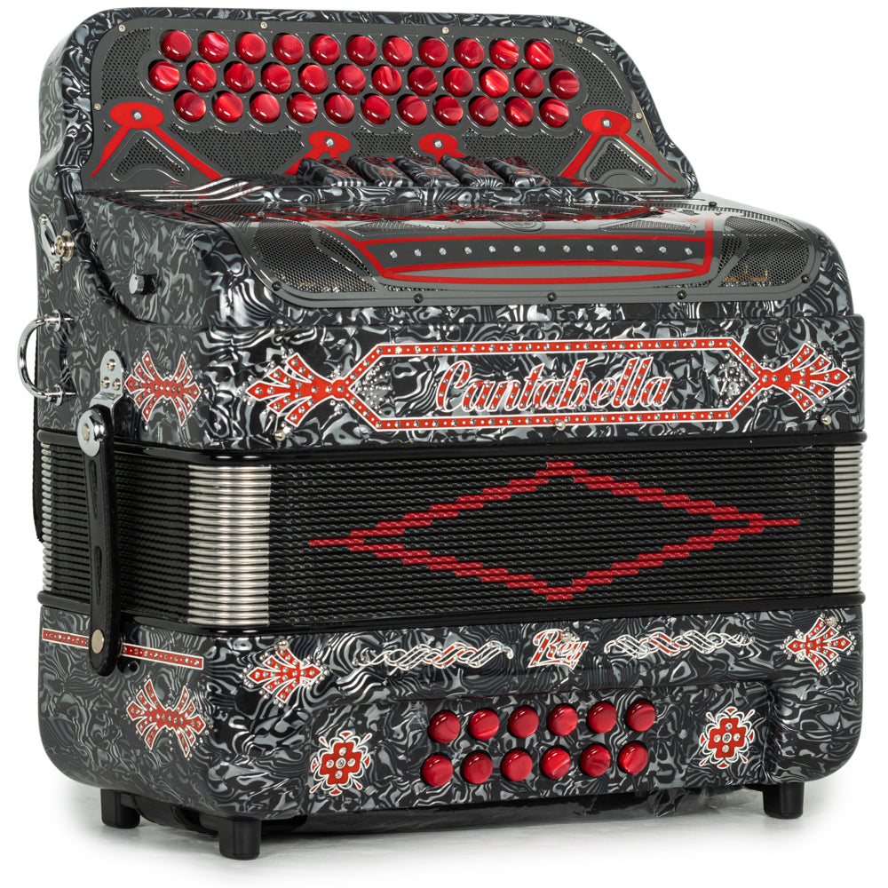 Cantabella Rey II Acordeón 5 Registros FA Gris con Accesorios Rojo