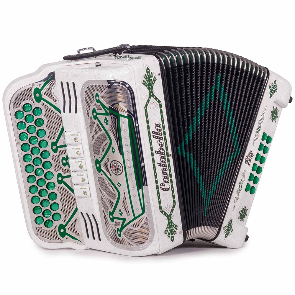 Cantabella Rey II 5 Registros FBE Celuloide con Ondas Blancas y Accesorios Verdes