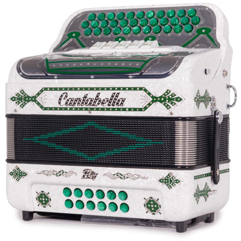 Cantabella Rey II 5 Registros FBE Celuloide con Ondas Blancas y Accesorios Verdes
