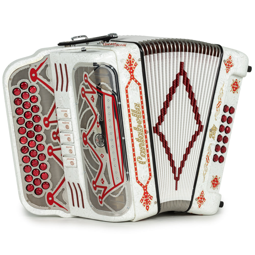 Cantabella Rey II Acordeón 5 Registros FA Blanco con Accesorios Rojo