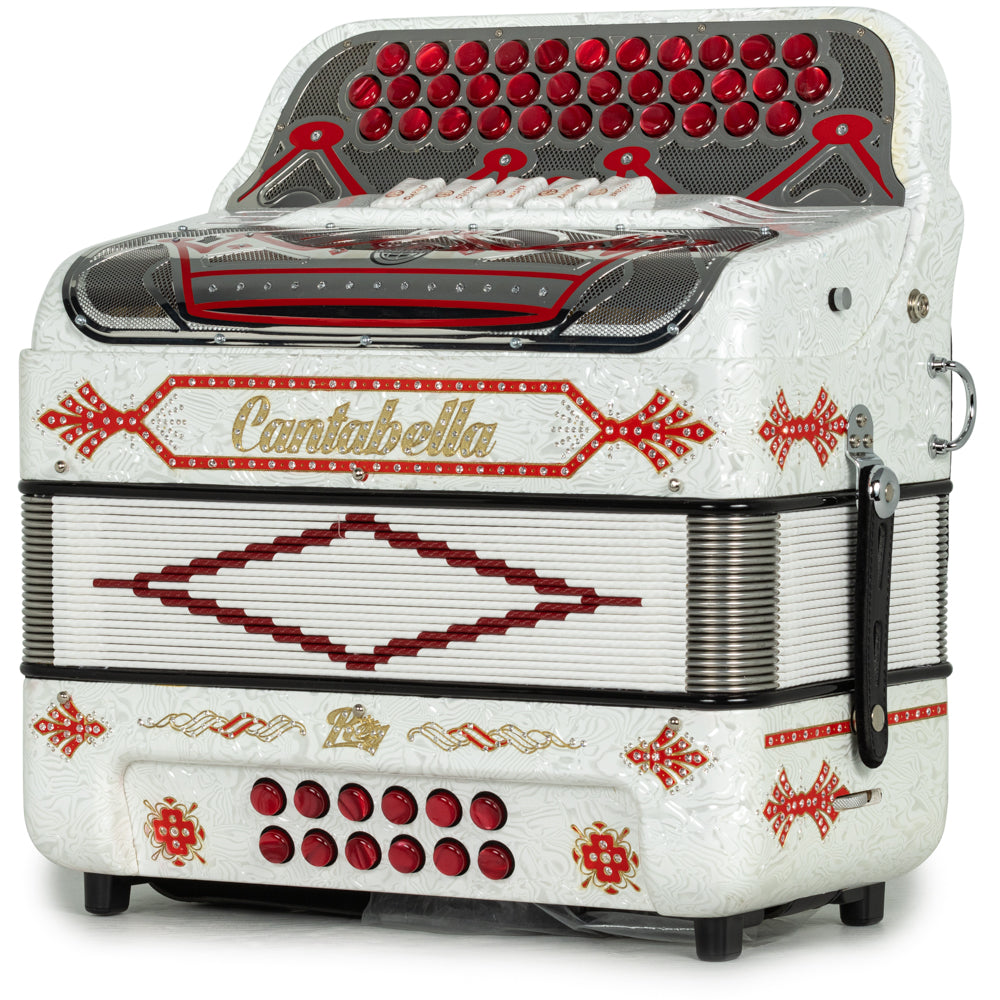 Cantabella Rey II Acordeón 5 Registros FA Blanco con Accesorios Rojo