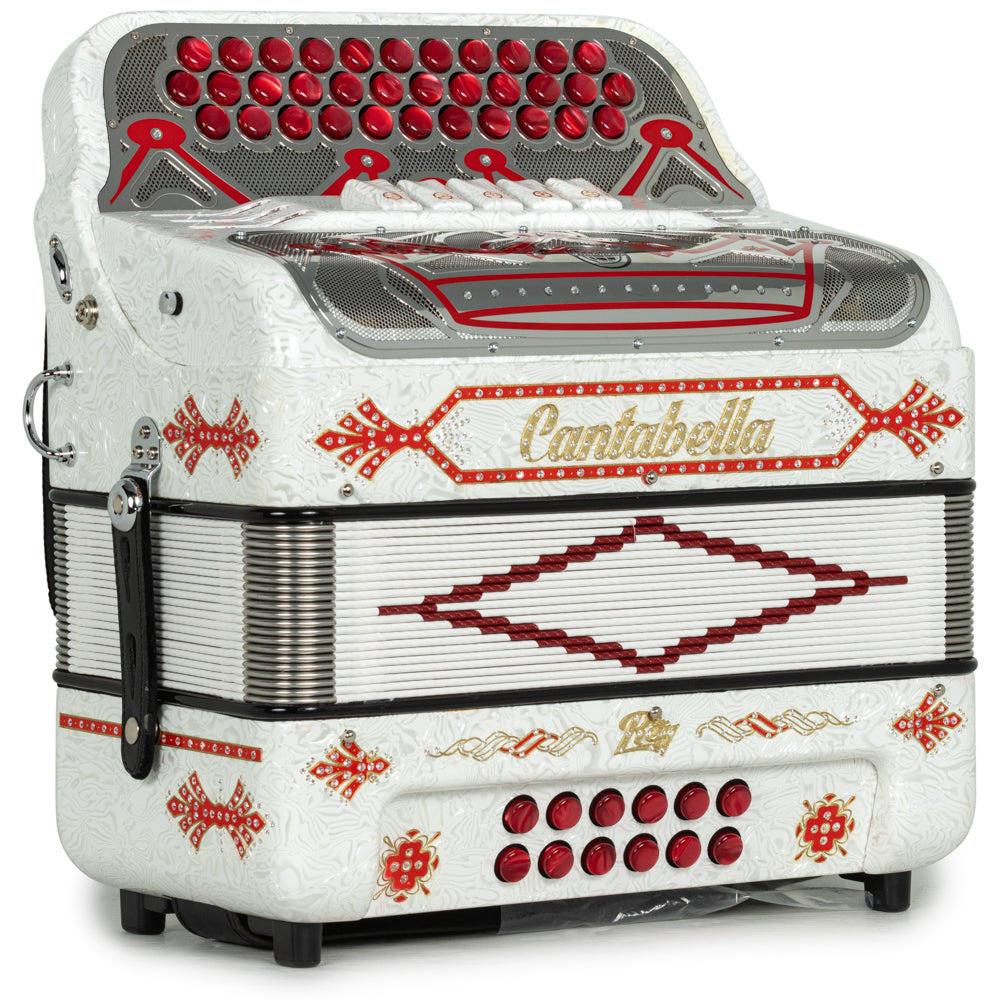 Cantabella Rey II Acordeón 5 Registros FA Blanco con Accesorios Rojo