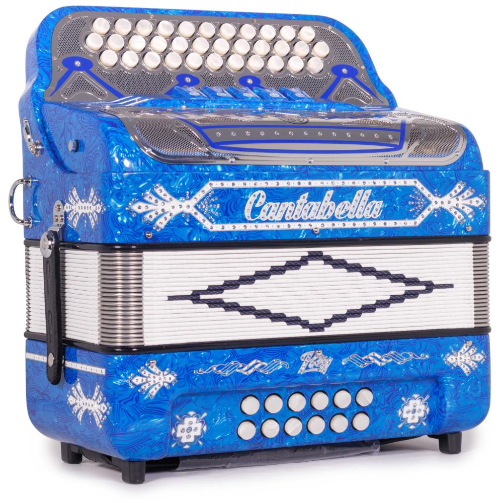 Cantabella Rey II 5 Registros EAD Celuloide con Ondas Azules y Accesorios Blancos
