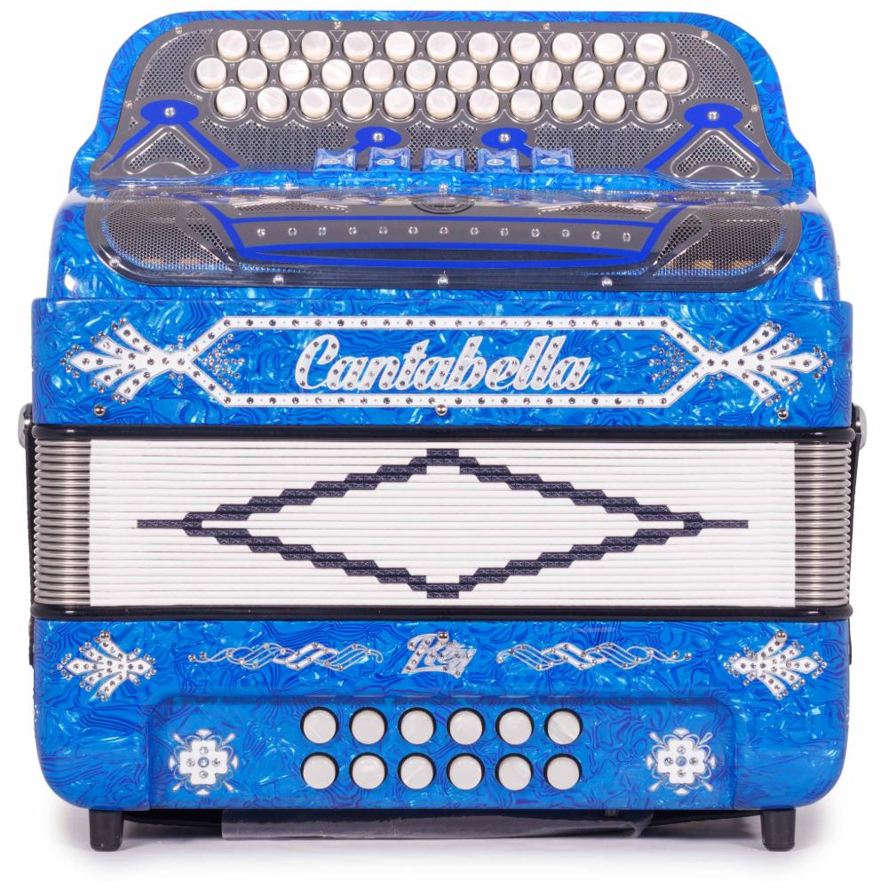 Cantabella Rey II 5 Registros EAD Celuloide con Ondas Azules y Accesorios Blancos