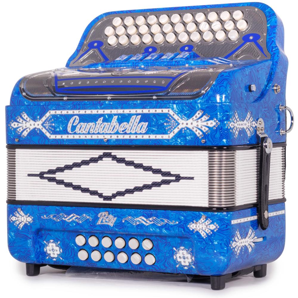 Cantabella Rey II 5 Registros EAD Celuloide con Ondas Azules y Accesorios Blancos