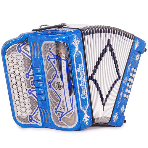 Cantabella Rey II 5 Registros EAD Celuloide con Ondas Azules y Accesorios Blancos