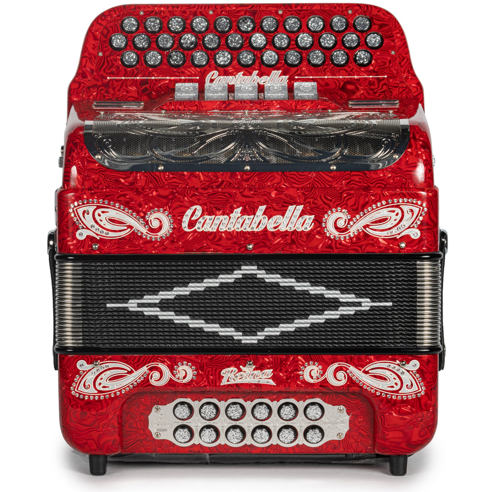 Cantabella Reina Acordeón 5 Registros Mi Ondas Rojo Diapasón Pintado