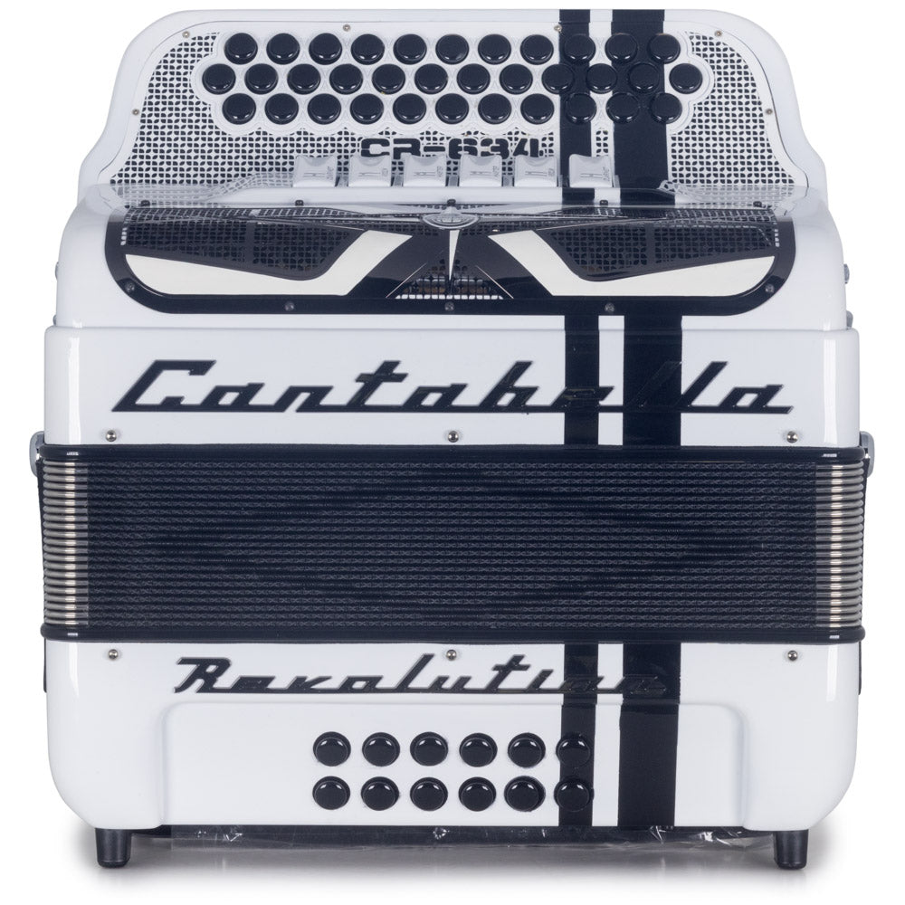 Cantabella Revolution 634 Accordion 6 Switch FBE/EAD Glossy White-accordion-Cantabella- Hermes Music
