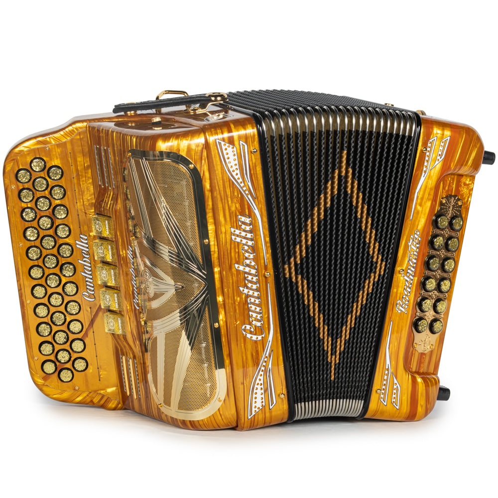 Cantabella Roadmaster Accordion 5 Switch EAD Celluloid Golden Waves with Painted Fretboard