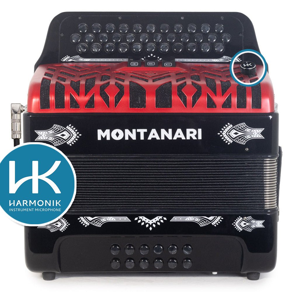 Combo Montanari CM II 3412 con Micrófono Harmonik Negro con Rojo-accordion-Hermes Music- Hermes Music