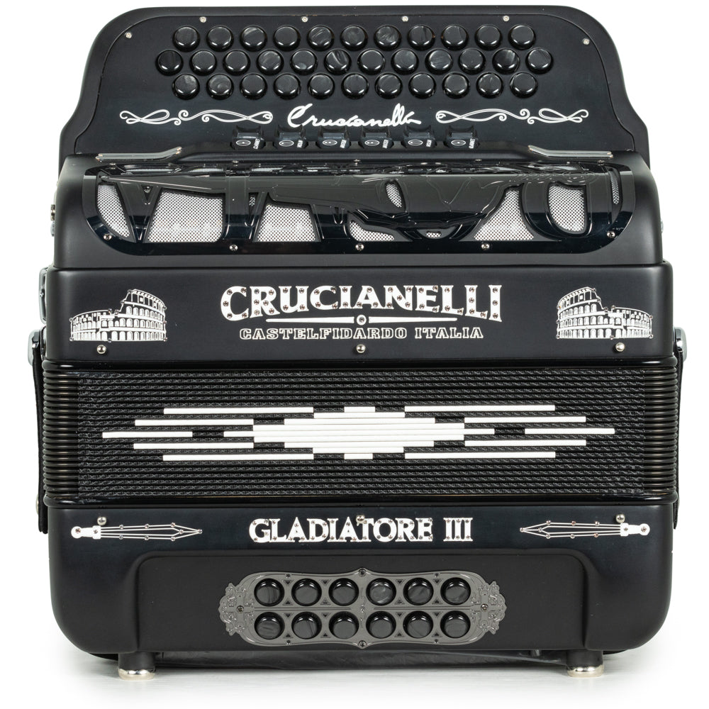 Crucianelli Gladiator III Acordeón 6 Registros Fa-Sol Mate Negro y Blanco