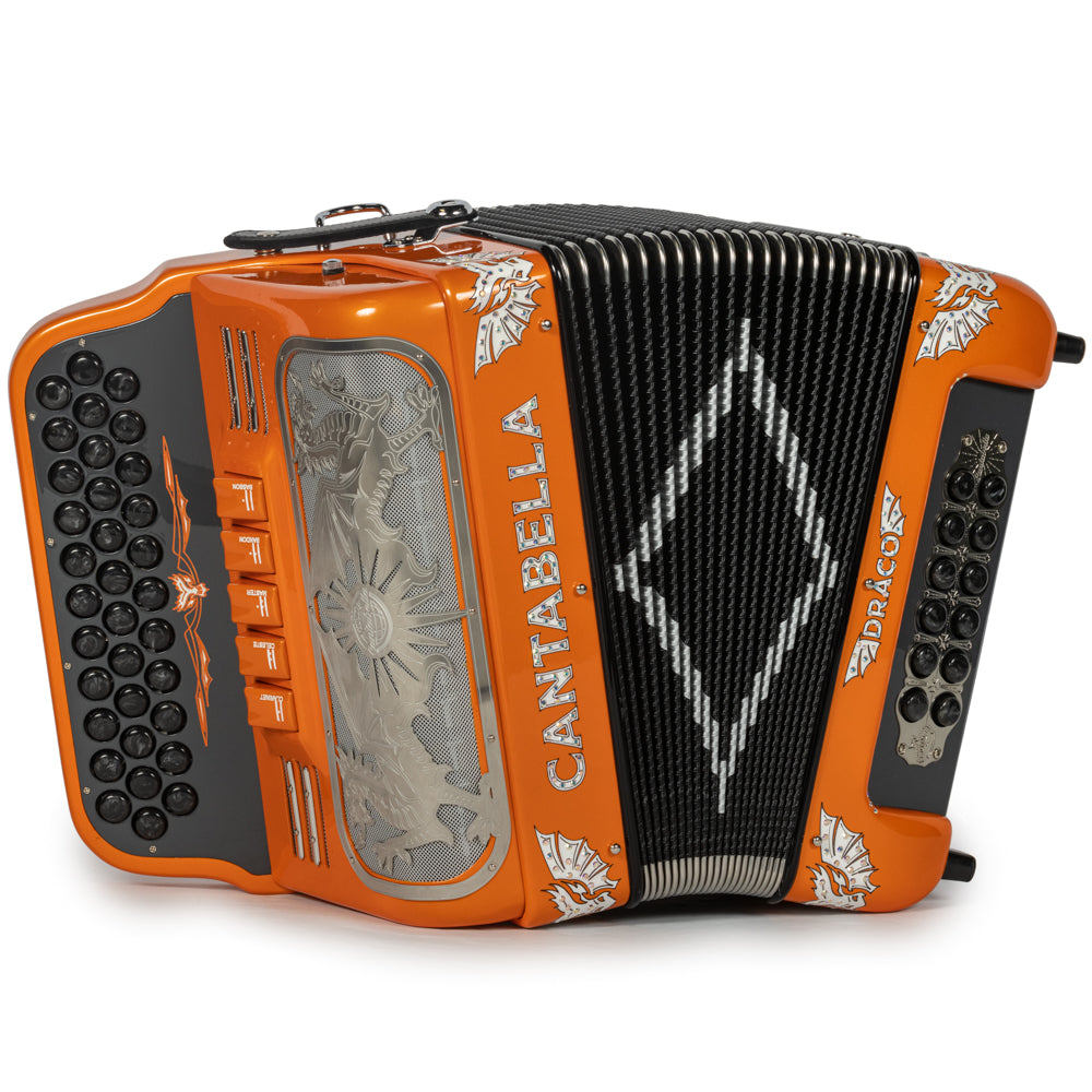 Cantabella Draco Accordion 5 Switch EAD Orange with Silver-Cantabella-Hermes Music-Accordion Pro Shop